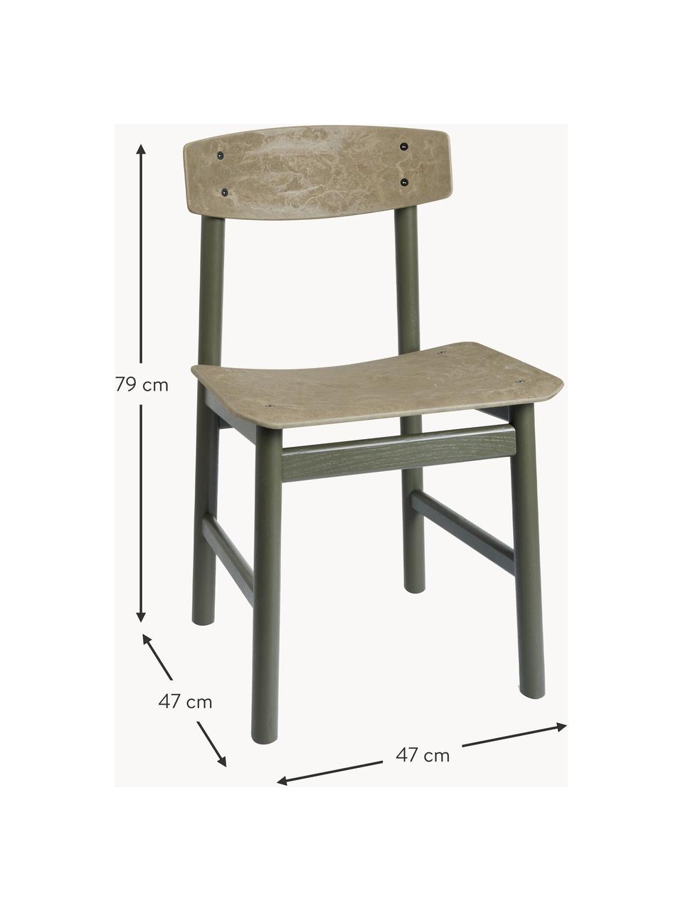 Dřevěná židle Conscious, Olivově zelená, dubové dřevo olivově zelená lakovaný, Š 47 cm, H 47 cm