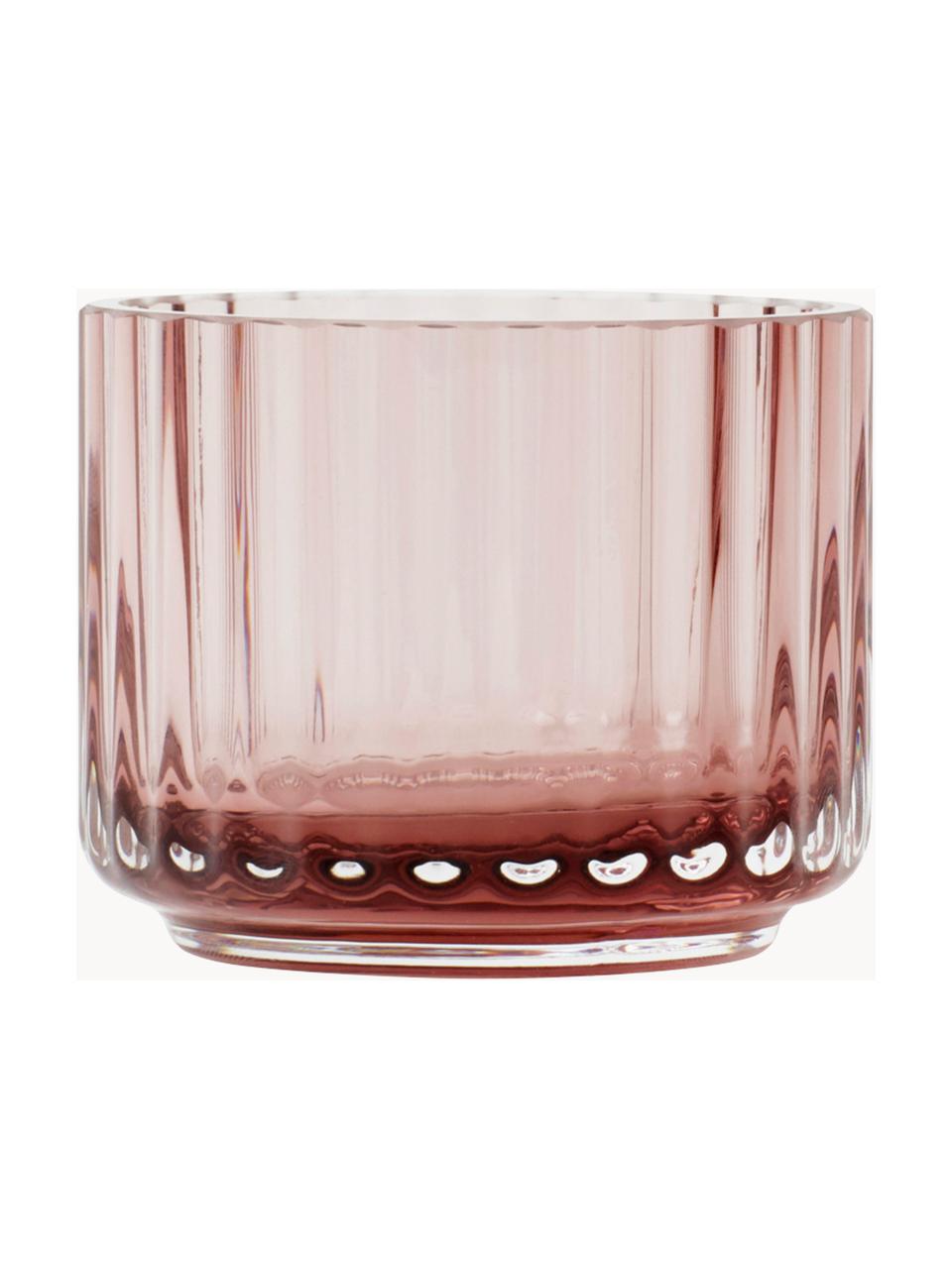 Świecznik na tealighty ze szkła dmuchanego Lyngby, Szkło, Brudny różowy, transparentny, Ø 7 x W 6 cm