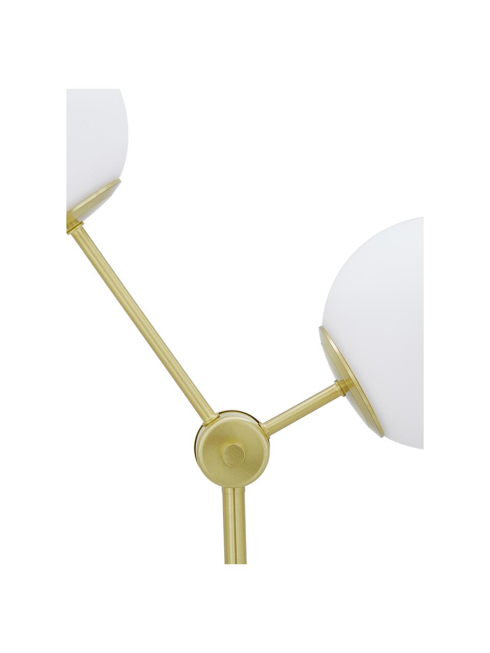 Lámpara de pie de vidrio opalino Aurelia, Pantalla: vidrio, Cable: cubierto en tela, Blanco, dorado, Ø 25 x Al 155 cm