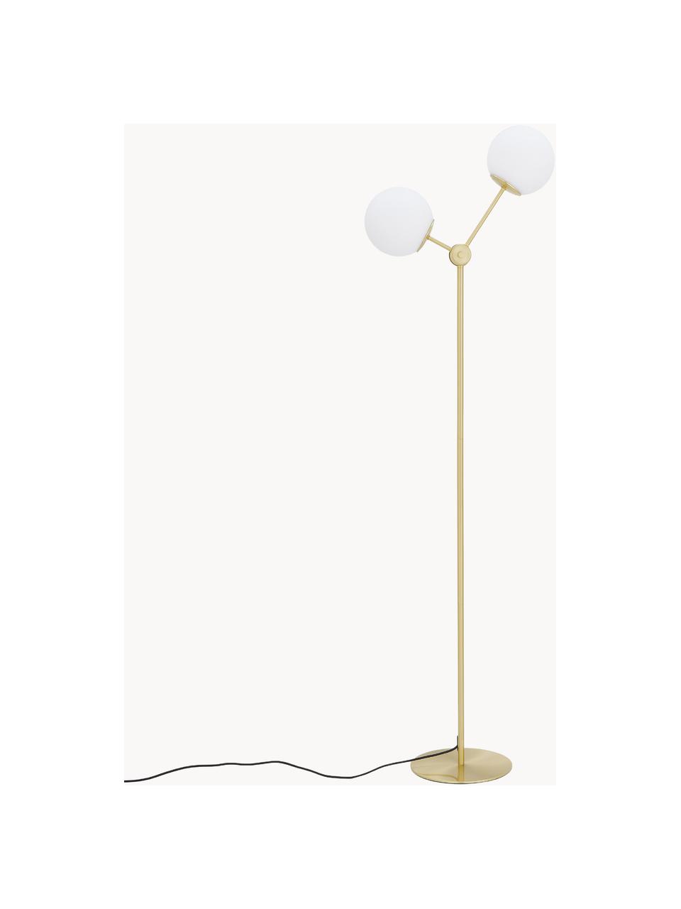Lampa podłogowa ze szkła opalowego Aurelia, Biały, odcienie złotego, Ø 25 x W 155 cm