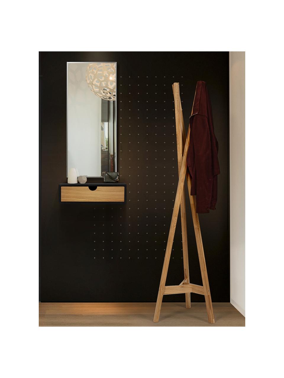 Mesita de noche de pared Farsta, Tablero de partículas, tablero de fibras de densidad media (MDF) con chapa de roble, certificado FSC®, Madera, negro, An 40 x Al 15 cm
