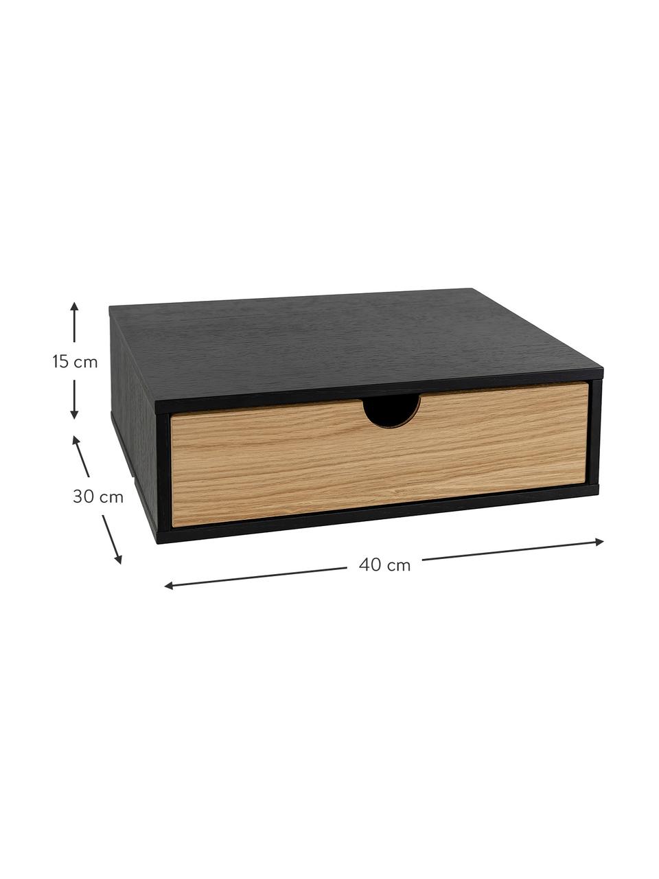 Nástěnný noční stolek se zásuvkou Farsta, Dřevovláknitá deska střední hustoty (MDF) s dubovou dýhou, Dubové dřevo, černá, Š 40 cm, V 15 cm