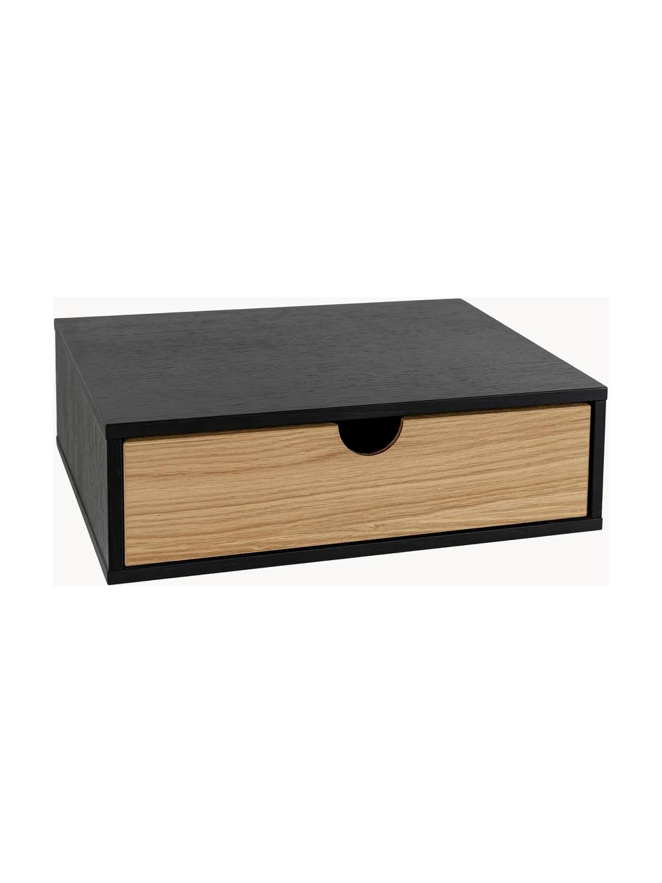 Table de chevet murale Farsta, MDF avec placage en bois de chêne, Bois, noir, larg. 40 x haut. 15 cm