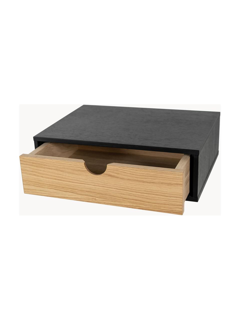 Table de chevet murale Farsta, MDF avec placage en bois de chêne, Bois, noir, larg. 40 x haut. 15 cm