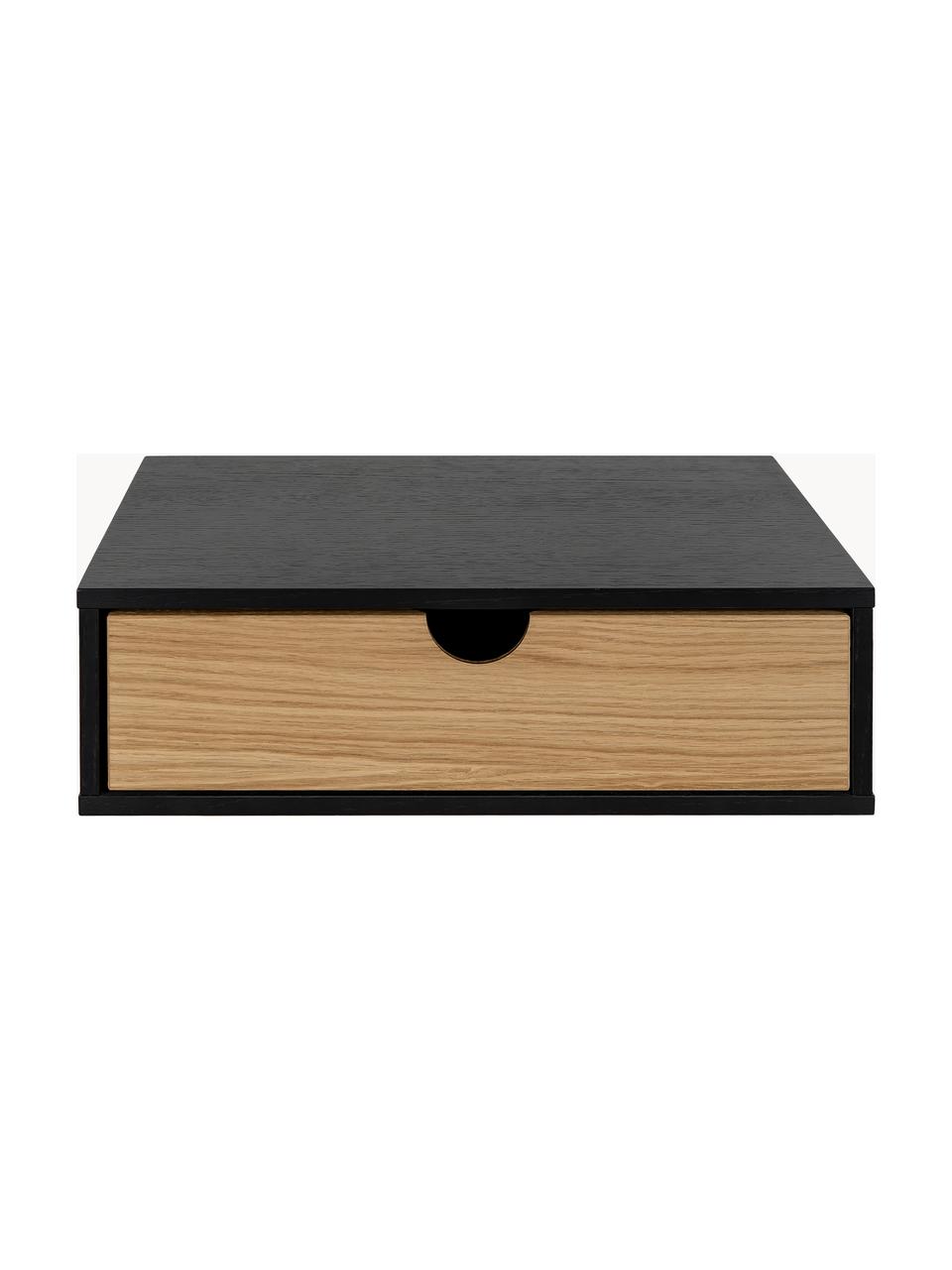 Nástenný nočný stolík Farsta, Drevovláknitá doska strednej hustoty (MDF) s dyhou z dubového dreva, Dubové drevo, čierna, Š 40 x V 15 cm