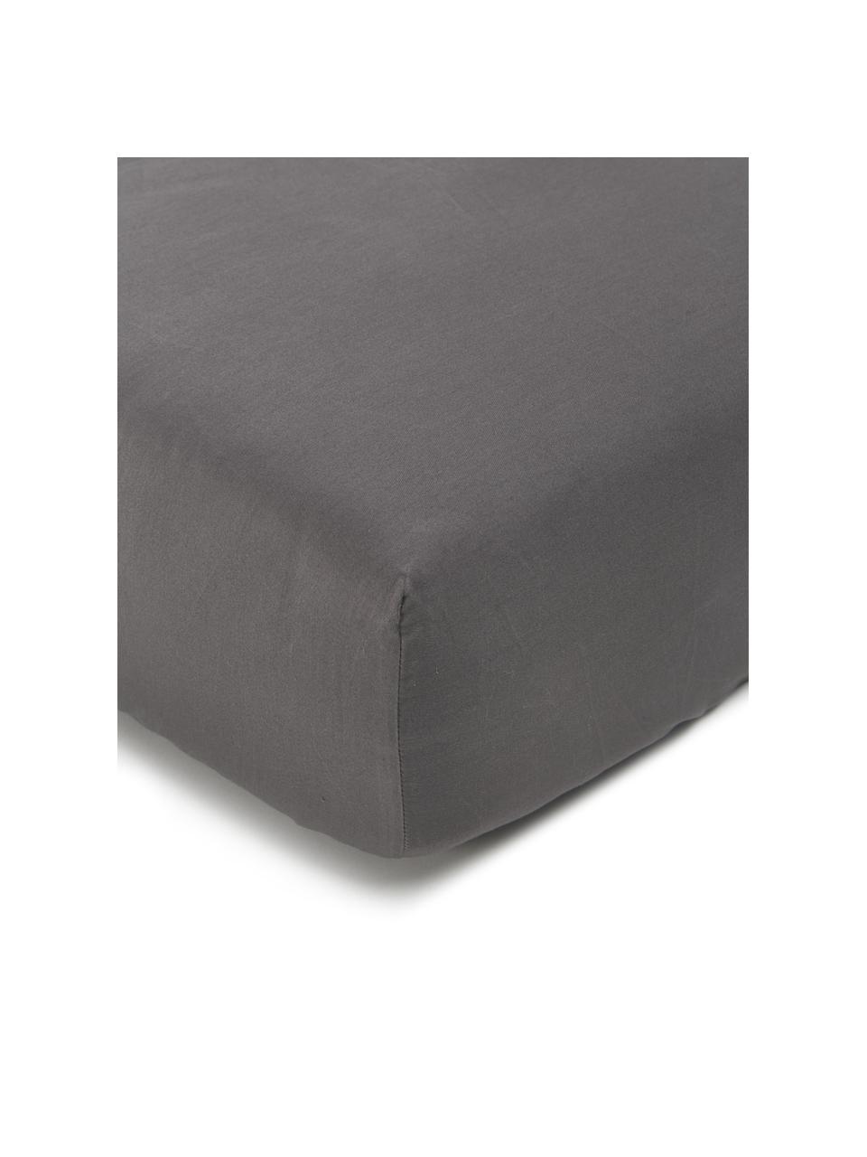 Sábana bajera de satén de algodón ecológico Premium, Gris oscuro, Cama 90 cm (90 x 200 cm)