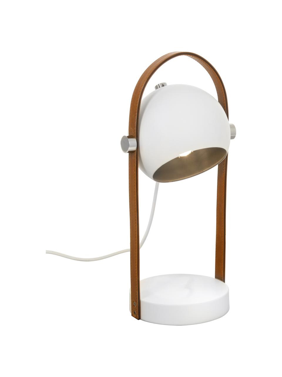 Lampa stołowa ze skórzanym dekorem Bow, Brązowy, biały, S 15 x W 38 cm