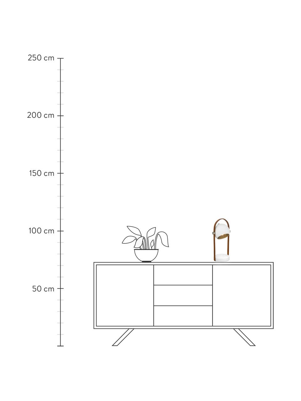 Lámpara de mesa con cuero Bow, Pantalla: metal recubierto, Estructura: cuero sintético, Cable: plástico, Marrón, blanco, An 15 x Al 38 cm