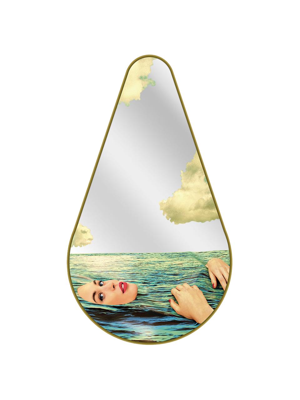 Designer Wandspiegel Toiletpaper, Spiegelfläche: Spiegelglas, Rahmen: Mitteldichte Holzfaserpla, Frau im Wasser, B 45 x H 81 cm