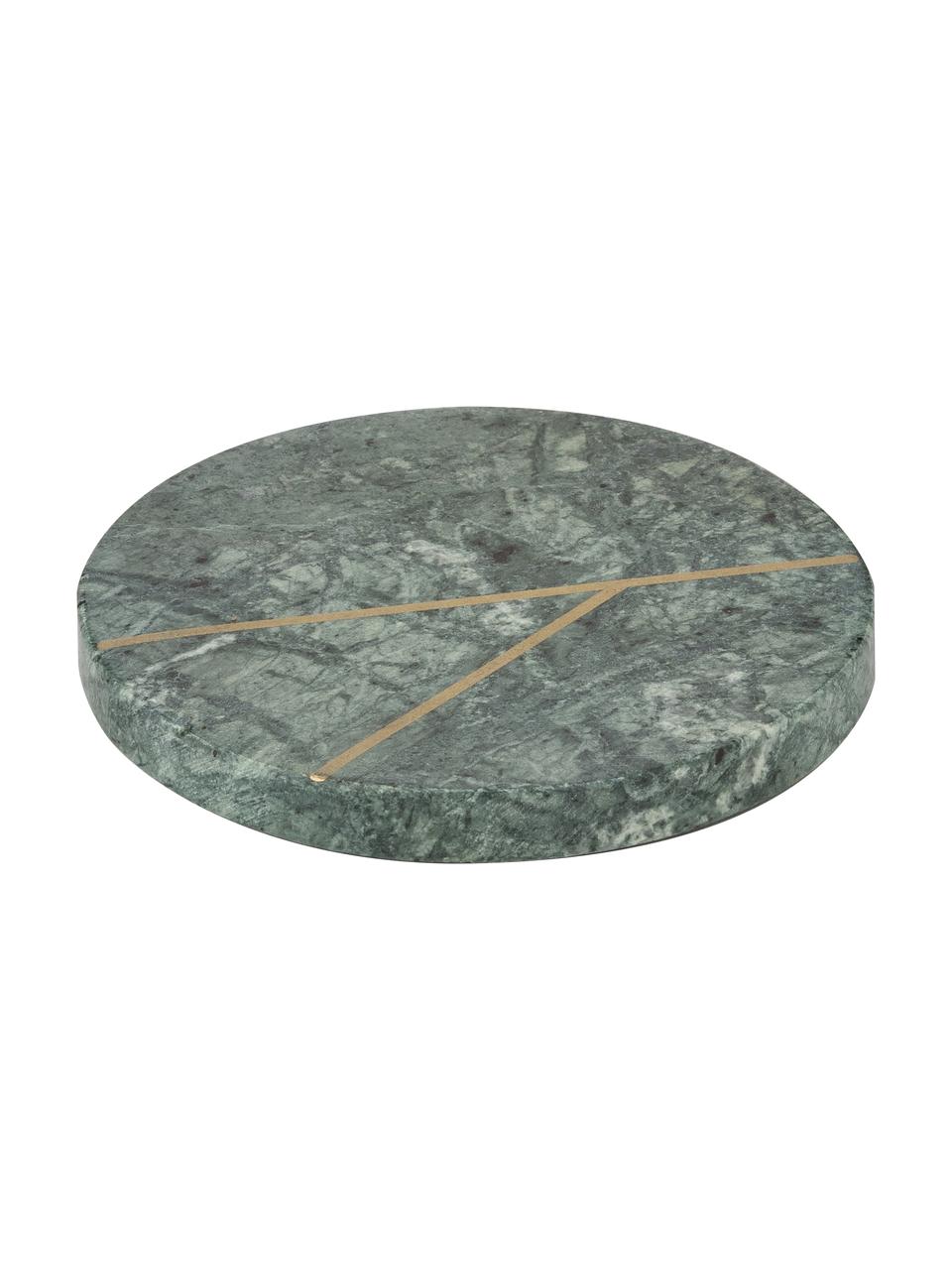Podstawka z marmuru Tyr, 4 szt., Marmur, Zielony marmurowy, odcienie złotego, Ø 10 x W 1 cm