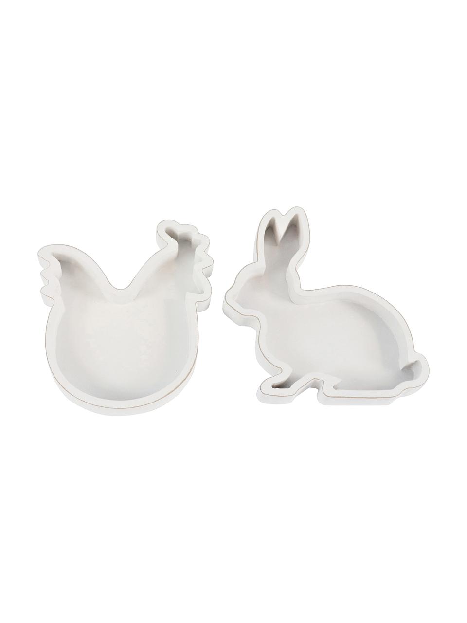 Decoratieve schalenset Happy Easter, 2-delig, Kunststof, Wit, Set met verschillende formaten