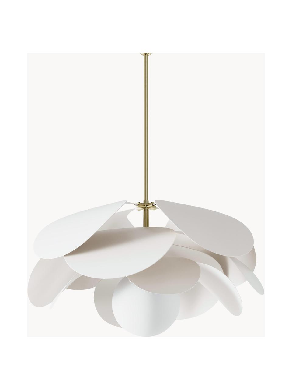 Lampada a sospensione di design Peony, Paralume: metallo rivestito, Baldacchino: metallo rivestito, Struttura: metallo rivestito, Bianco sporco, dorato, Ø 45 x Alt. 31 cm