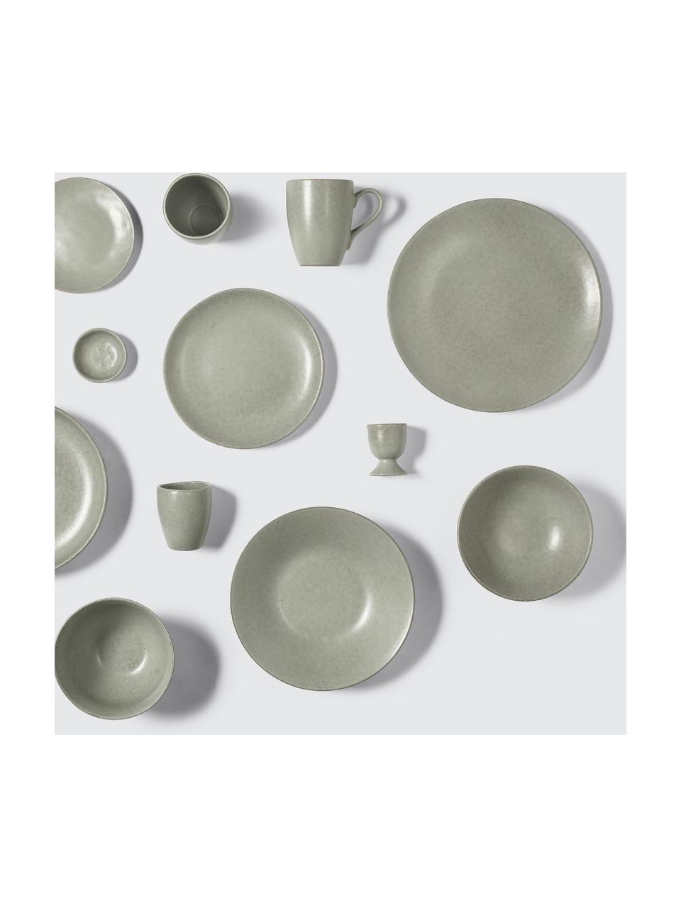 Assiettes plates artisanales Nordic Marsh, 4 pièces, Grès cérame émaillé, Vert sauge, chiné, Ø 26 cm