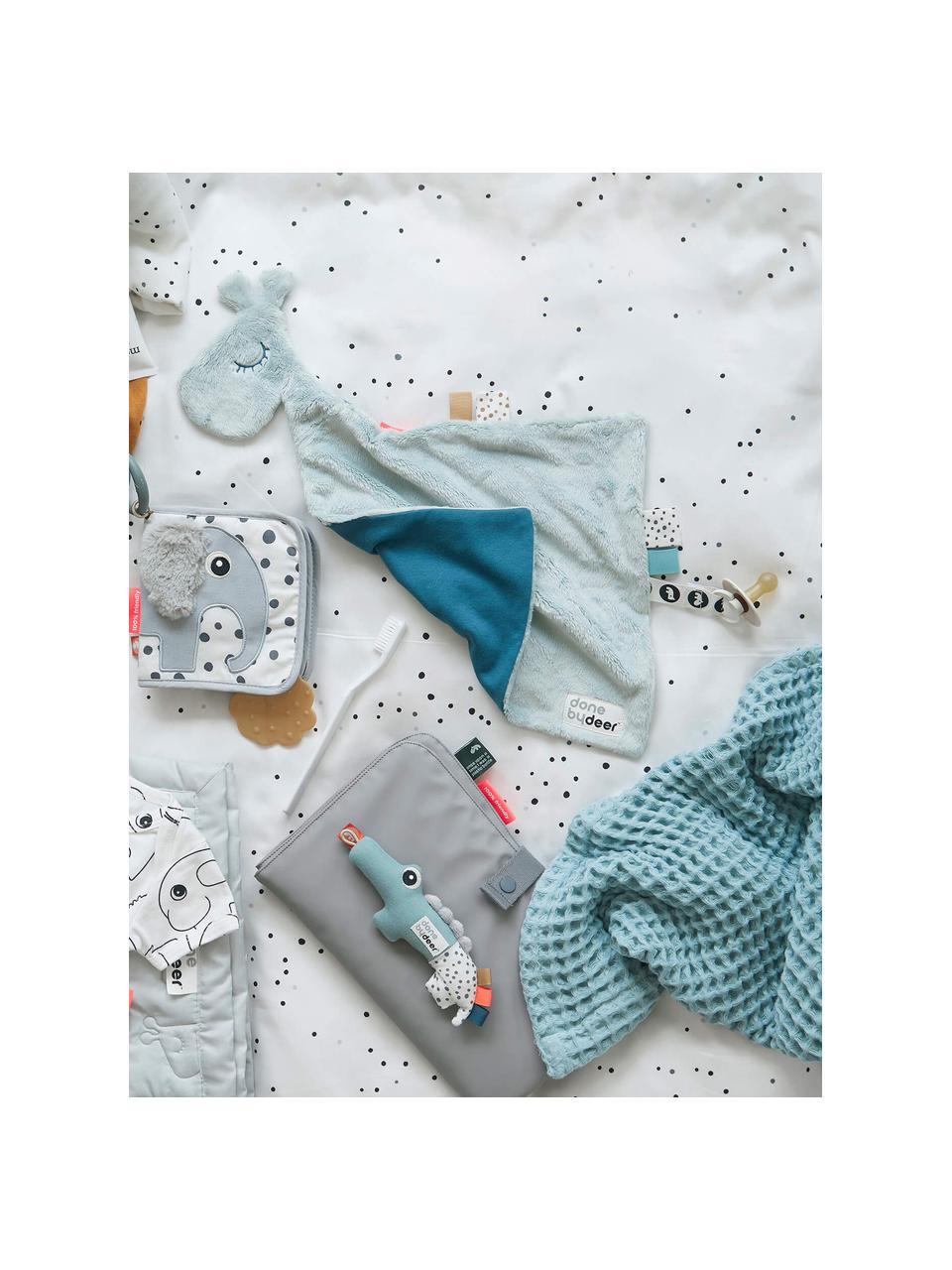 Baby knuffeldeken Raffi met fopspeenhouder, 50% katoen, 50% polyester, Lichtblauw, donkerblauw, B 30 x L 30 cm
