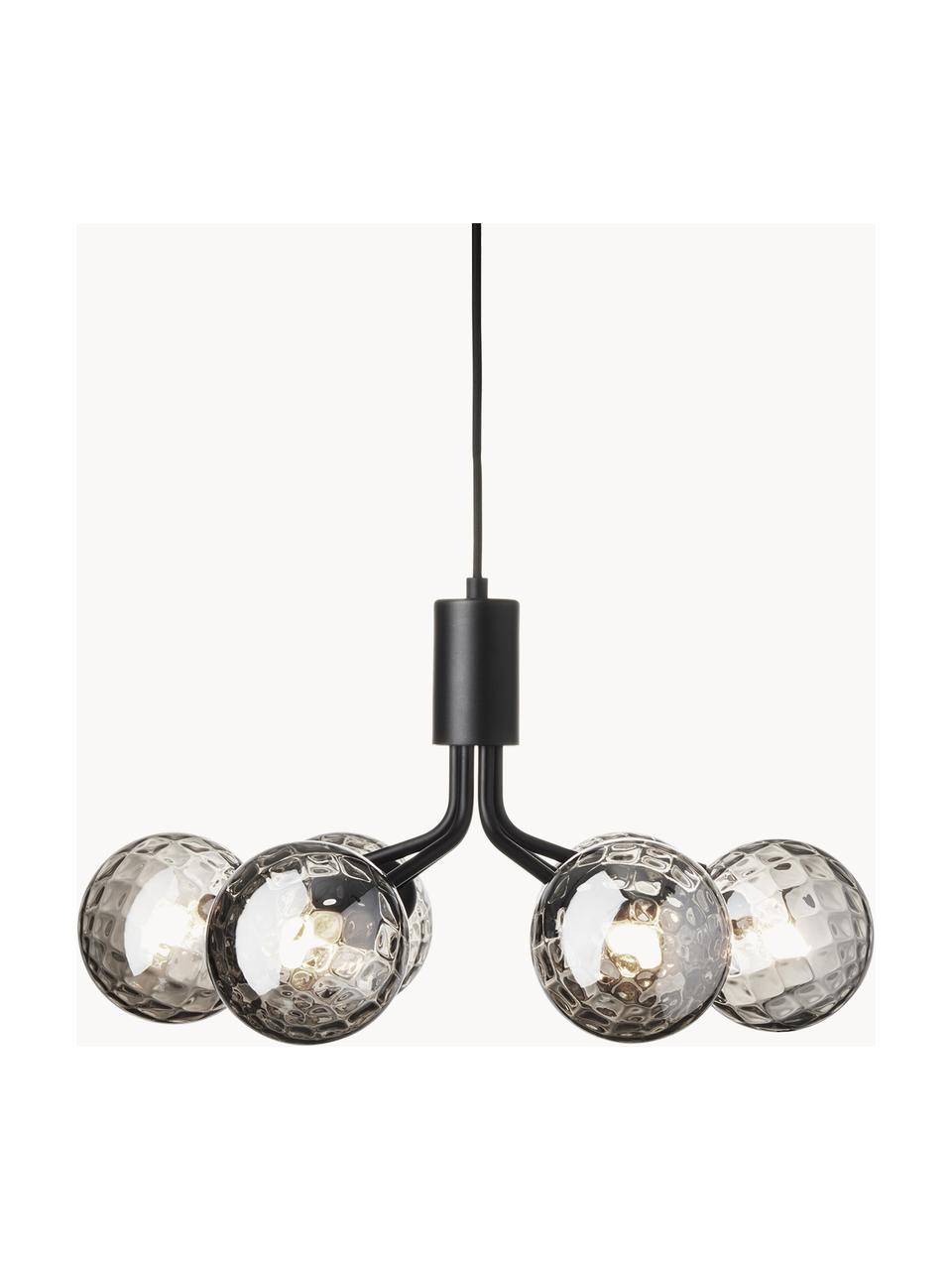 Hanglamp met glazen bollen Apiales, Zwart, grijs, transparant, Ø 50 x H 26 cm