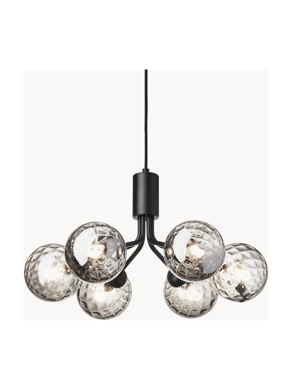 Hanglamp met glazen bollen Apiales, Zwart, grijs, transparant, Ø 50 x H 26 cm
