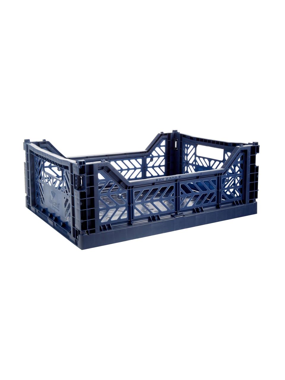 Caisse pliable de taille moyenne Navy, empilable, Bleu marine