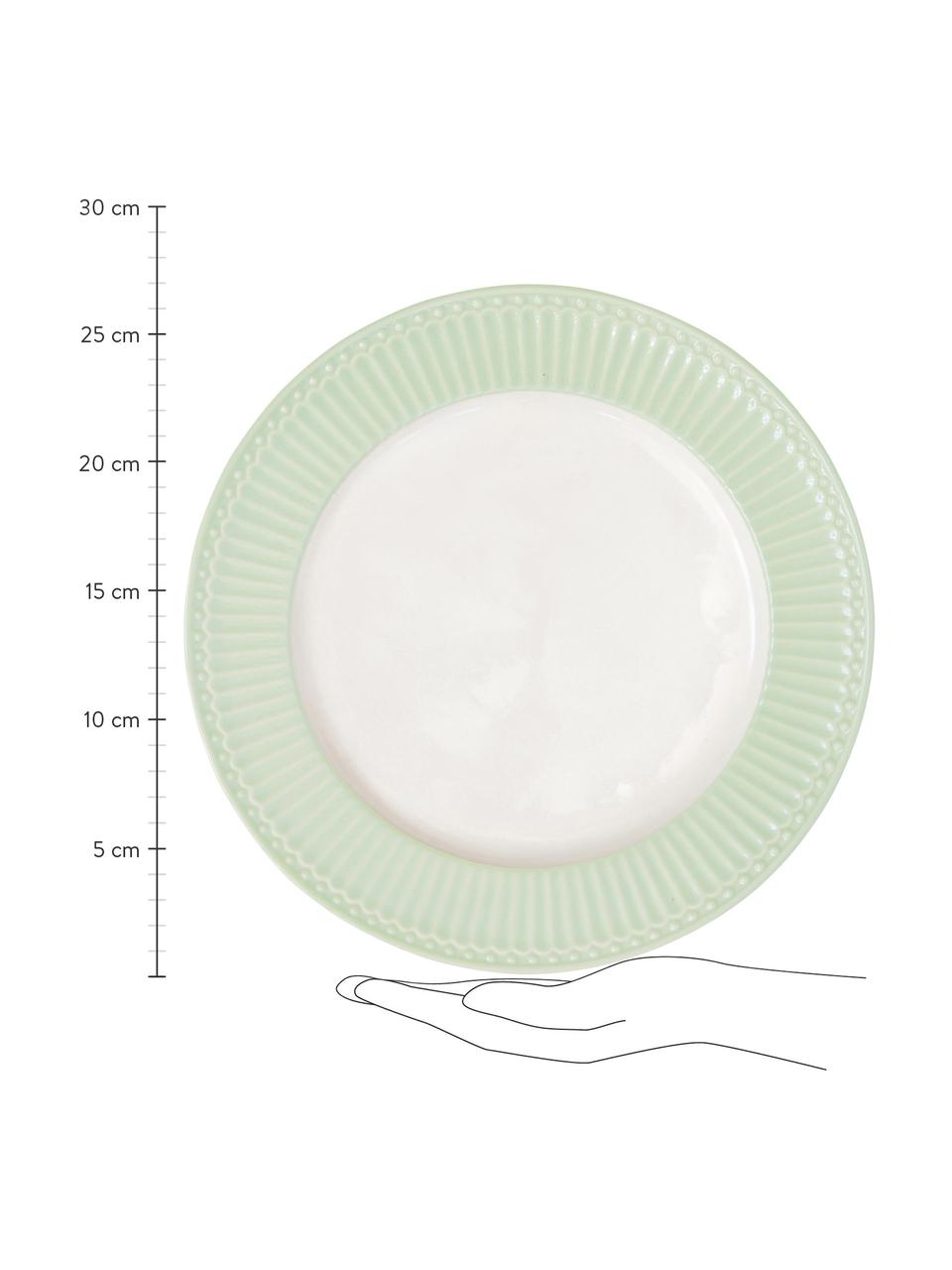 Ručně vyrobený mělký talíř Alice, 2 ks, Mátově zelená, bílá