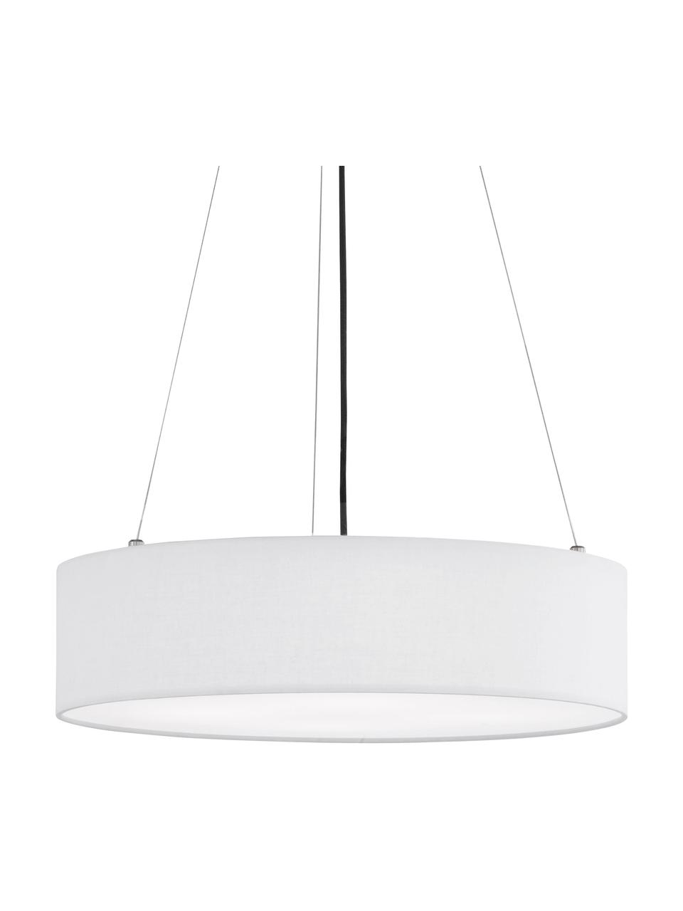 Klassieke hanglamp Pina in wit, Lampenkap: stof (sits), Diffuser: kunststof, Baldakijn: metaal, Wit, Ø 50 x H 13 cm