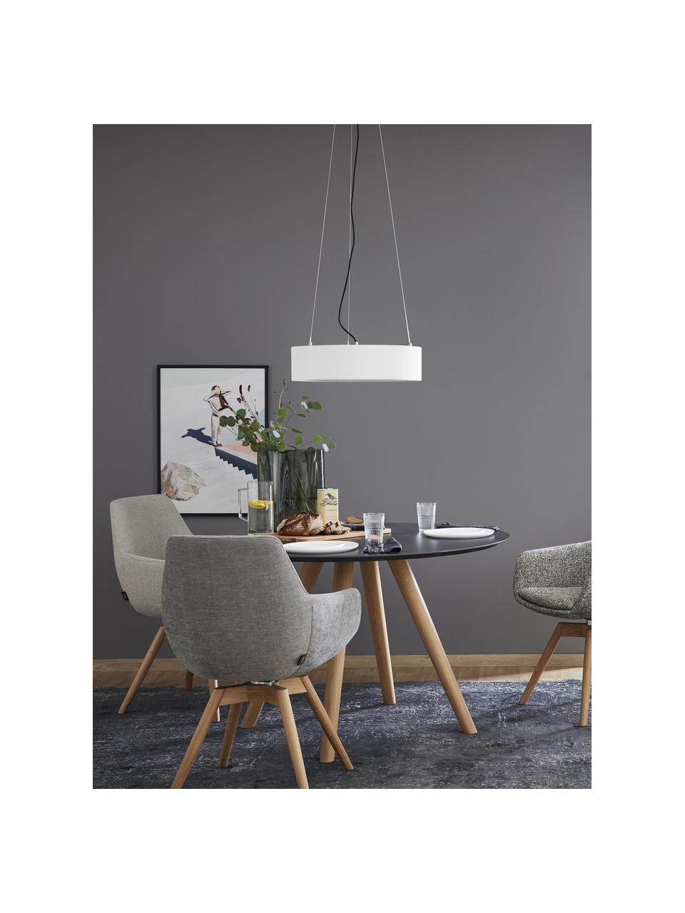Klassieke hanglamp Pina in wit, Lampenkap: stof (sits), Diffuser: kunststof, Baldakijn: metaal, Wit, Ø 50 x H 13 cm