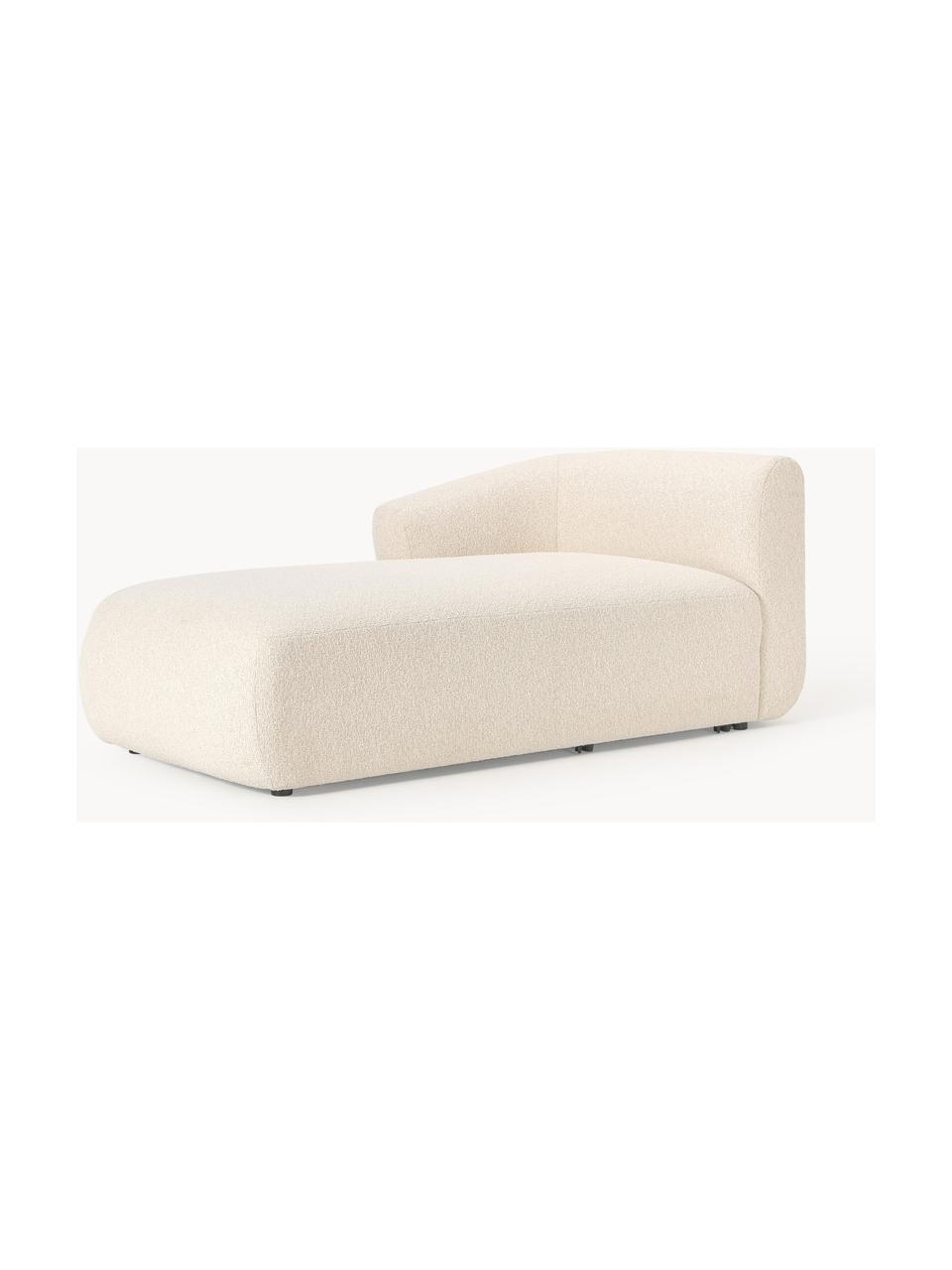 Modulo angolare in tessuto bouclé Sofia, Rivestimento: bouclé (100% poliestere) , Struttura: legno di abete rosso, tru, Piedini: plastica Questo prodotto , Bouclé beige chiaro, Larg. 185 x Prof. 92 cm, chaise longue a destra