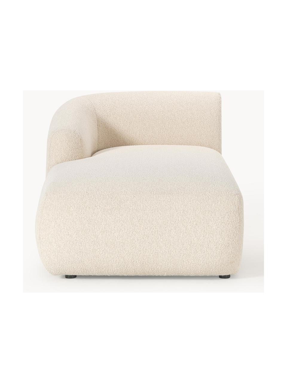 Módulo diván en tejido bouclé Sofia, Tapizado: tejido bouclé (100% polié, Estructura: madera de pícea, tablero , Patas: plástico Este producto es, Bouclé beige claro, An 185 x F 92 cm, chaise longue derecha