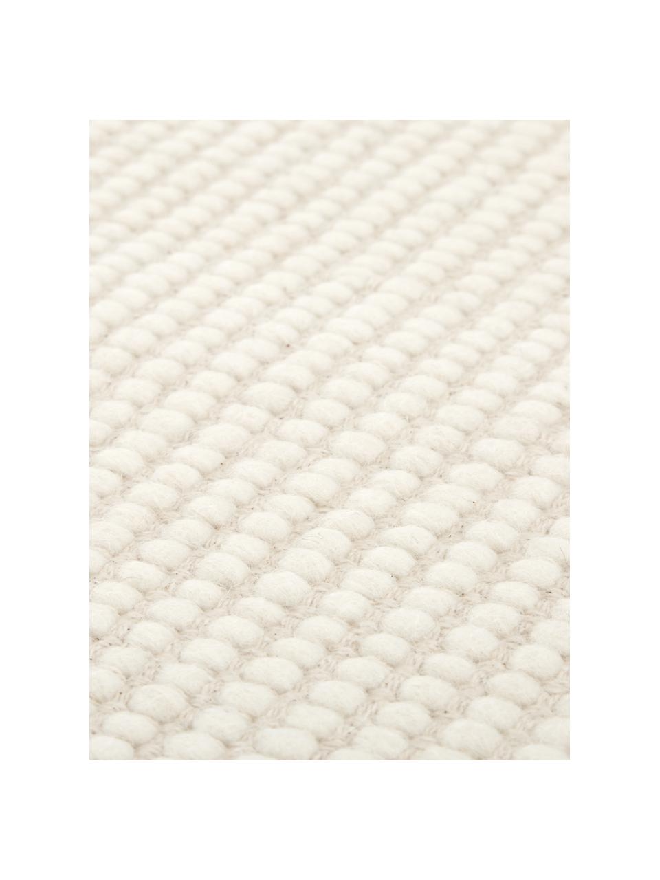 Passatoia in lana color crema tessuta a mano Amaro, Retro: 100% cotone Nel caso dei , Bianco crema, Larg. 80 x Lung. 250 cm