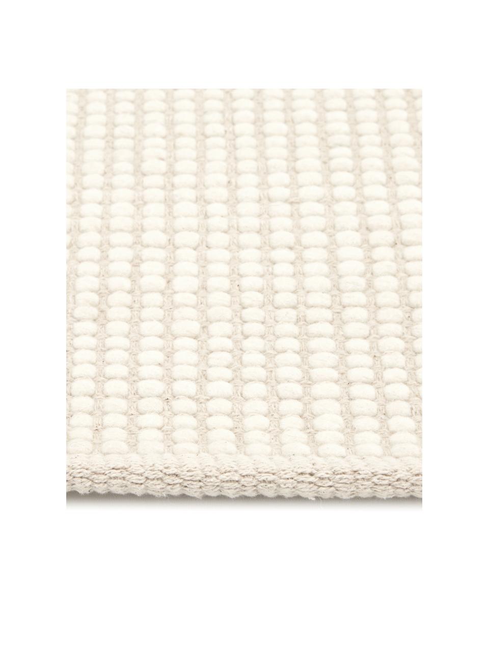 Passatoia in lana color crema tessuta a mano Amaro, Retro: 100% cotone Nel caso dei , Bianco crema, Larg. 80 x Lung. 250 cm