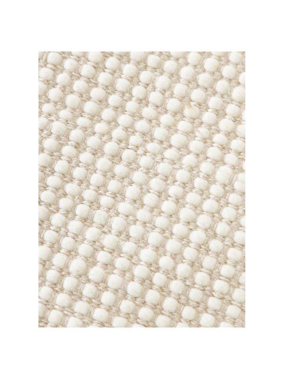 Tapis de couloir en laine tissé main Amaro, Blanc crème, beige, larg. 80 x long. 200 cm