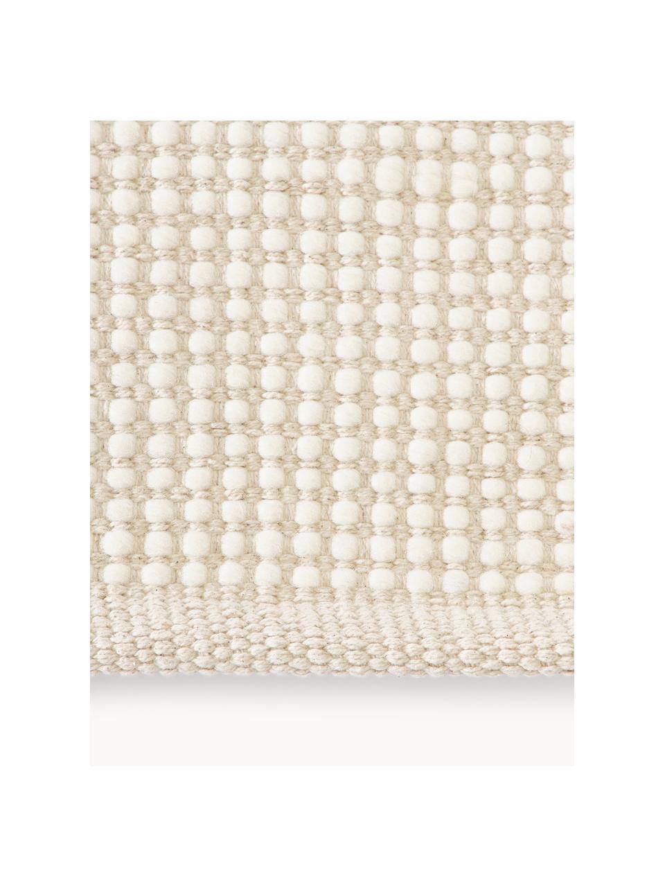 Tapis de couloir en laine tissé main Amaro, Blanc crème, beige, larg. 80 x long. 200 cm