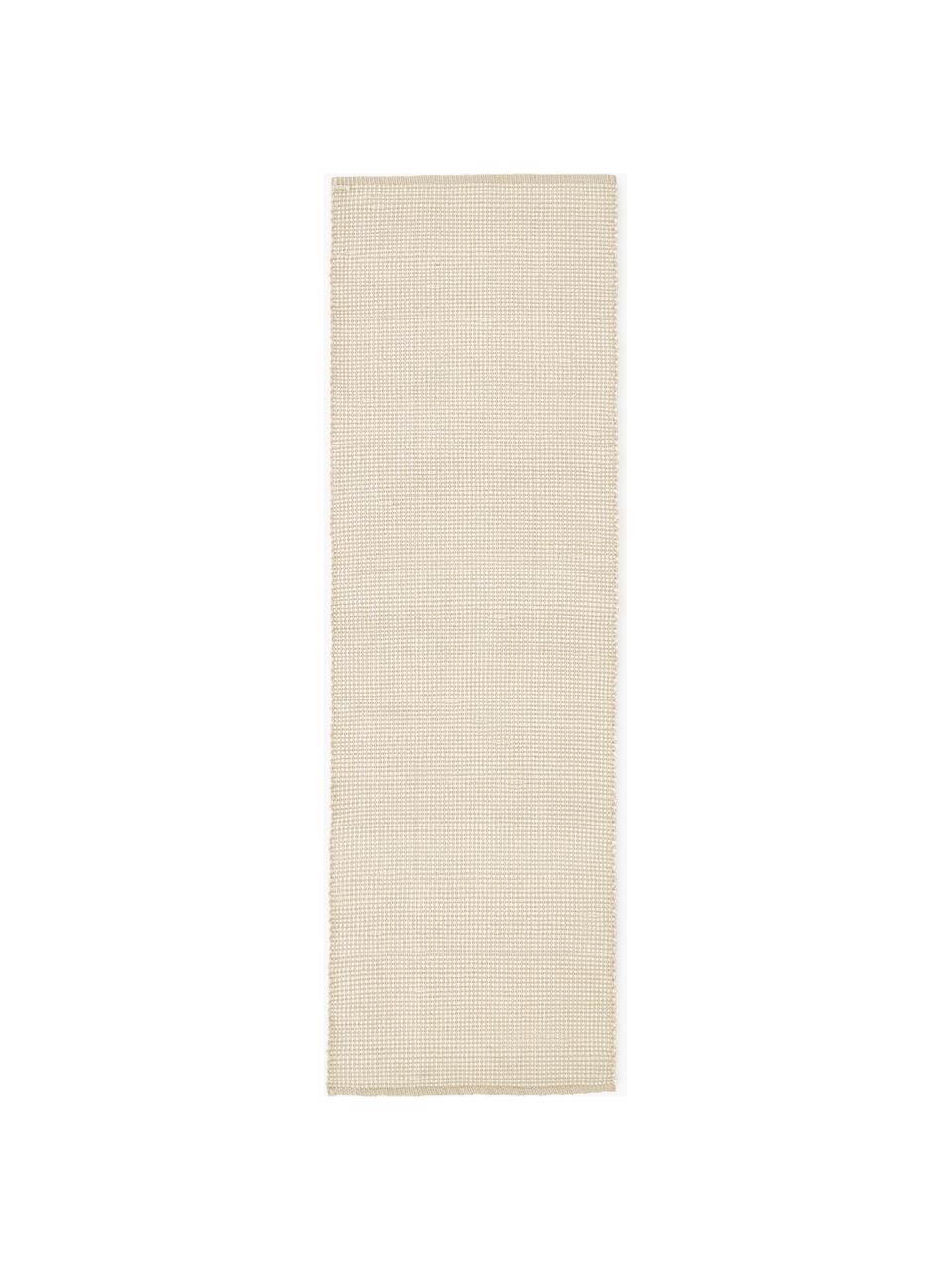 Ručně tkaný vlněný běhoun Amaro, Krémově bílá, béžová, Š 80 cm, D 200 cm