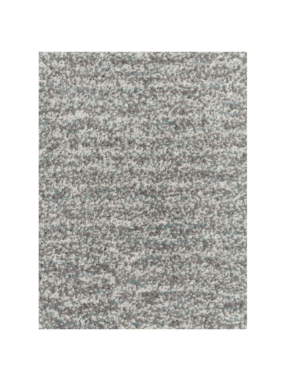 Tappeto rotondo a pelo lungo soffice color grigio/verde menta Marsha, Retro: 55% poliestere, 45% coton, Tonalità grigie, Ø 150 cm (taglia M)