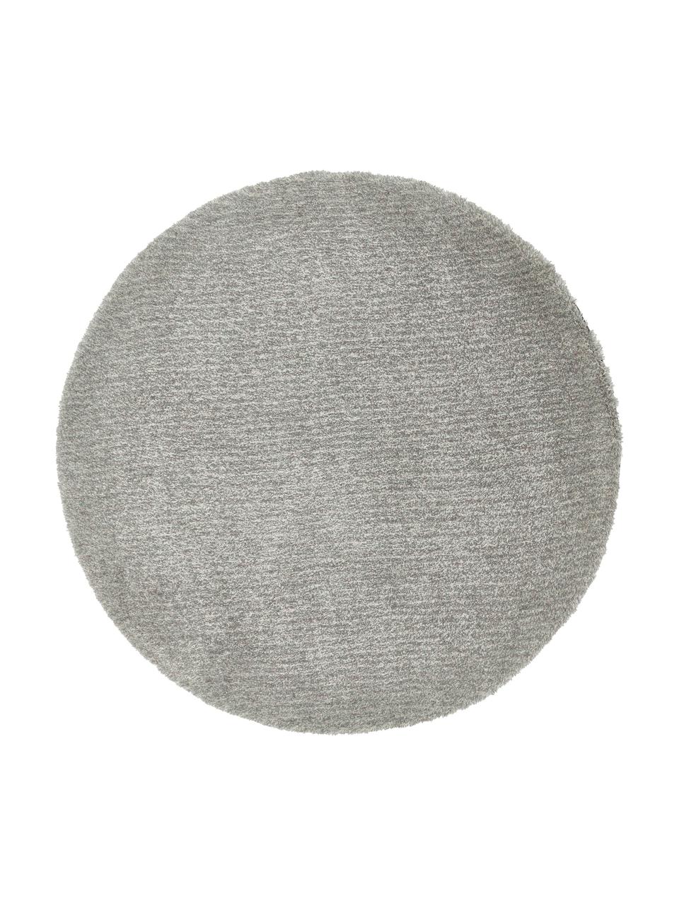 Flauschiger runder Hochflor-Teppich Marsha in Grau/Mintgrün, Rückseite: 55 % Polyester, 45 % Baum, Grautöne, Ø 150 cm (Grösse M)