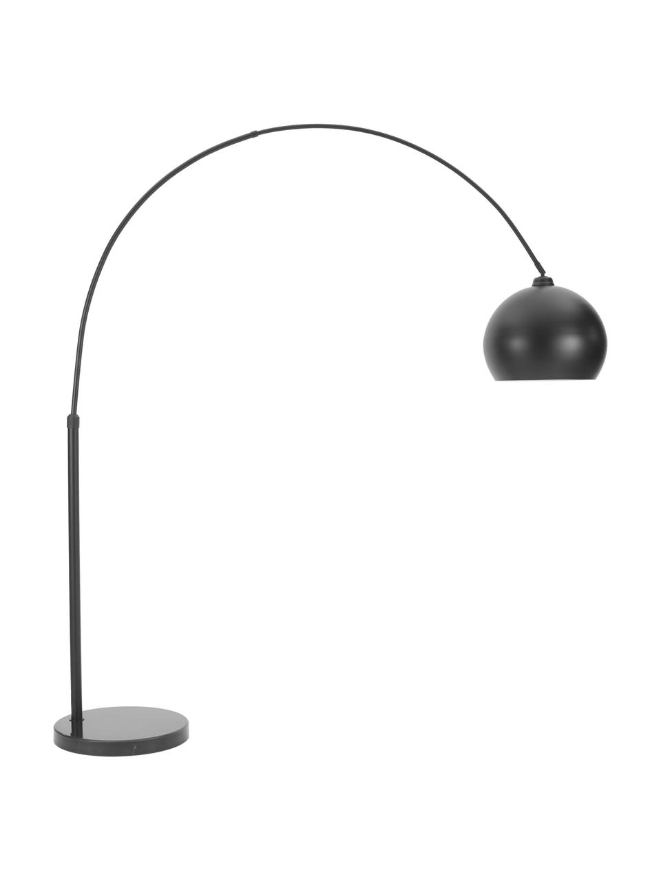 Bogenlampe Toronto mit Marmorfuß, Lampenschirm: Metall, pulverbeschichtet, Lampenfuß: Marmor, Gestell: Metall, pulverbeschichtet, Schwarz, 190 x 198 cm