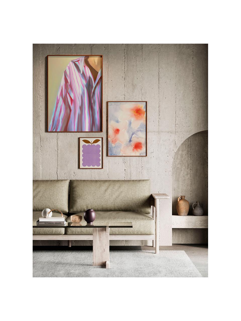 Poster Artwall no. 03 met lijst, set van 3, Lijst: grenenhout, Meerkleurig, Set met verschillende formaten