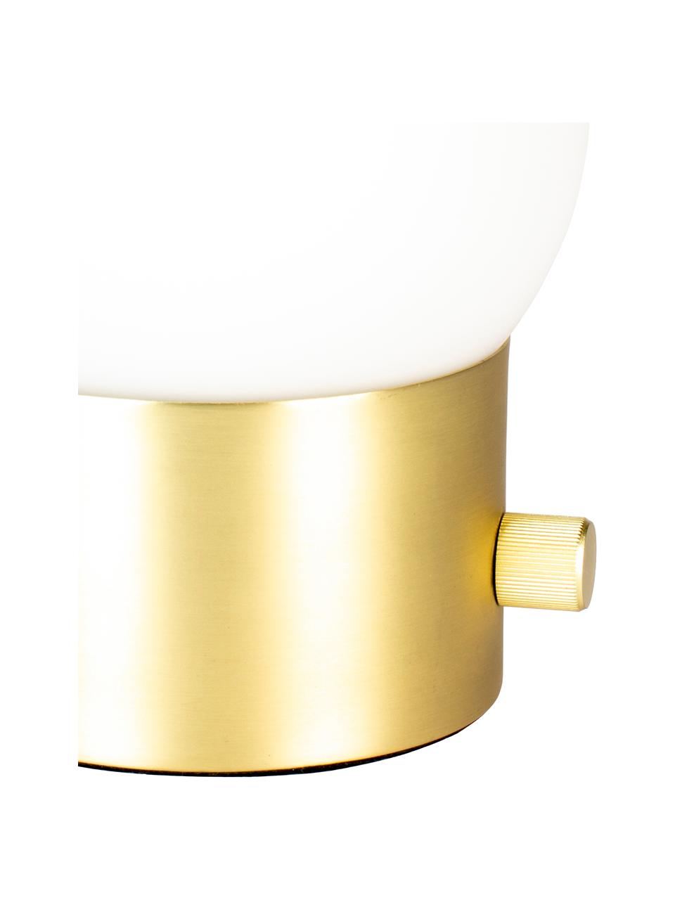 Klein dimbaar nachtlampje Urban met USB-aansluiting, Lampenkap: opaalglas, Lampvoet: gecoat metaal, Wit, goudkleurig, Ø 13 x H 25 cm