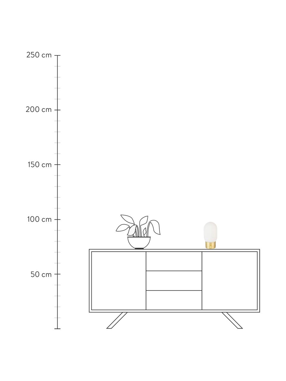 Kleine Dimmbare Tischlampe Urban mit USB-Anschluss, Lampenschirm: Opalglas, Lampenfuß: Metall, beschichtet, Weiß, Goldfarben, Ø 13 x H 25 cm