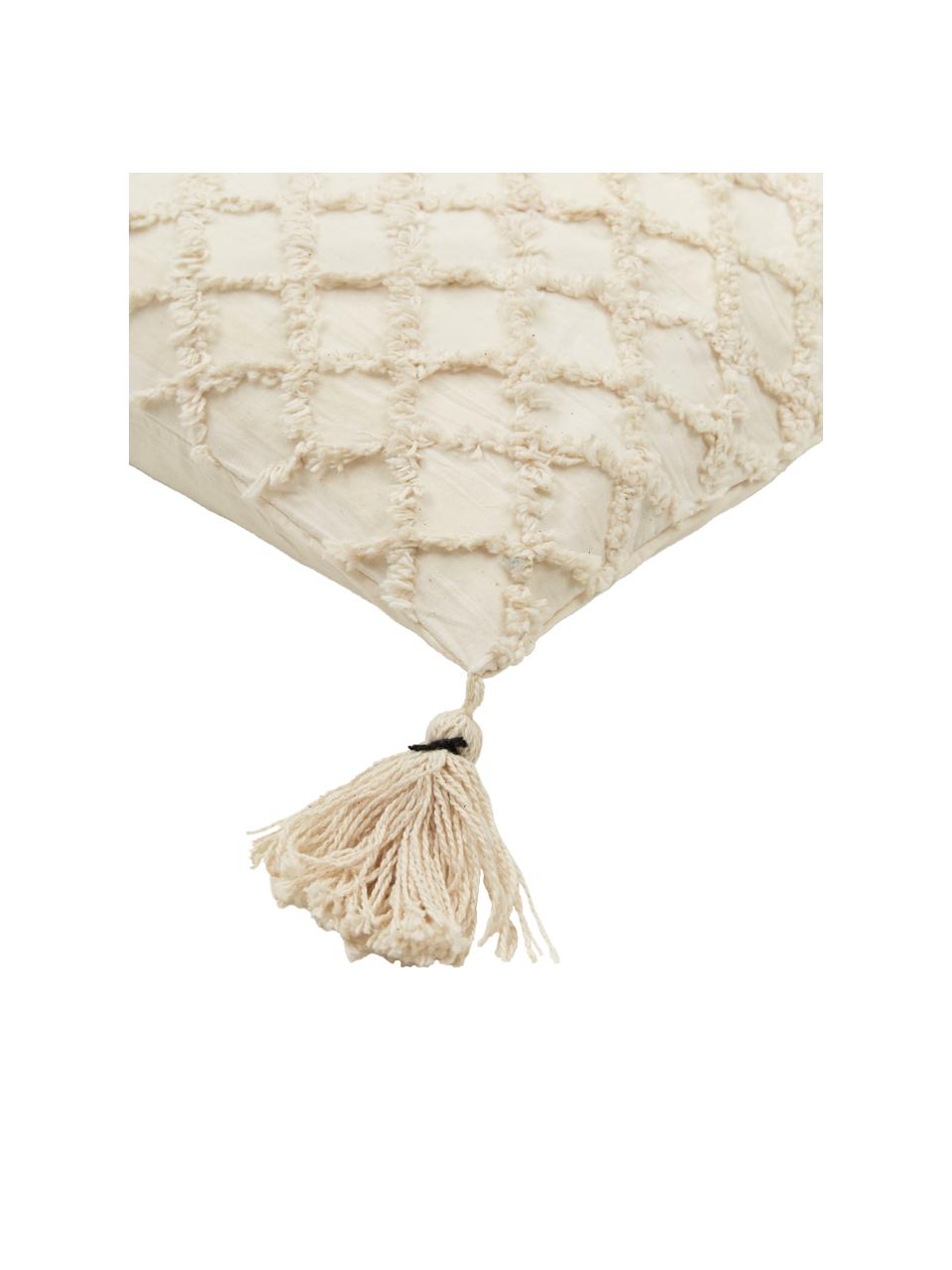 Housse de coussin à motif en relief Royal, 100 % coton, Blanc cassé, larg. 45 x long. 45 cm