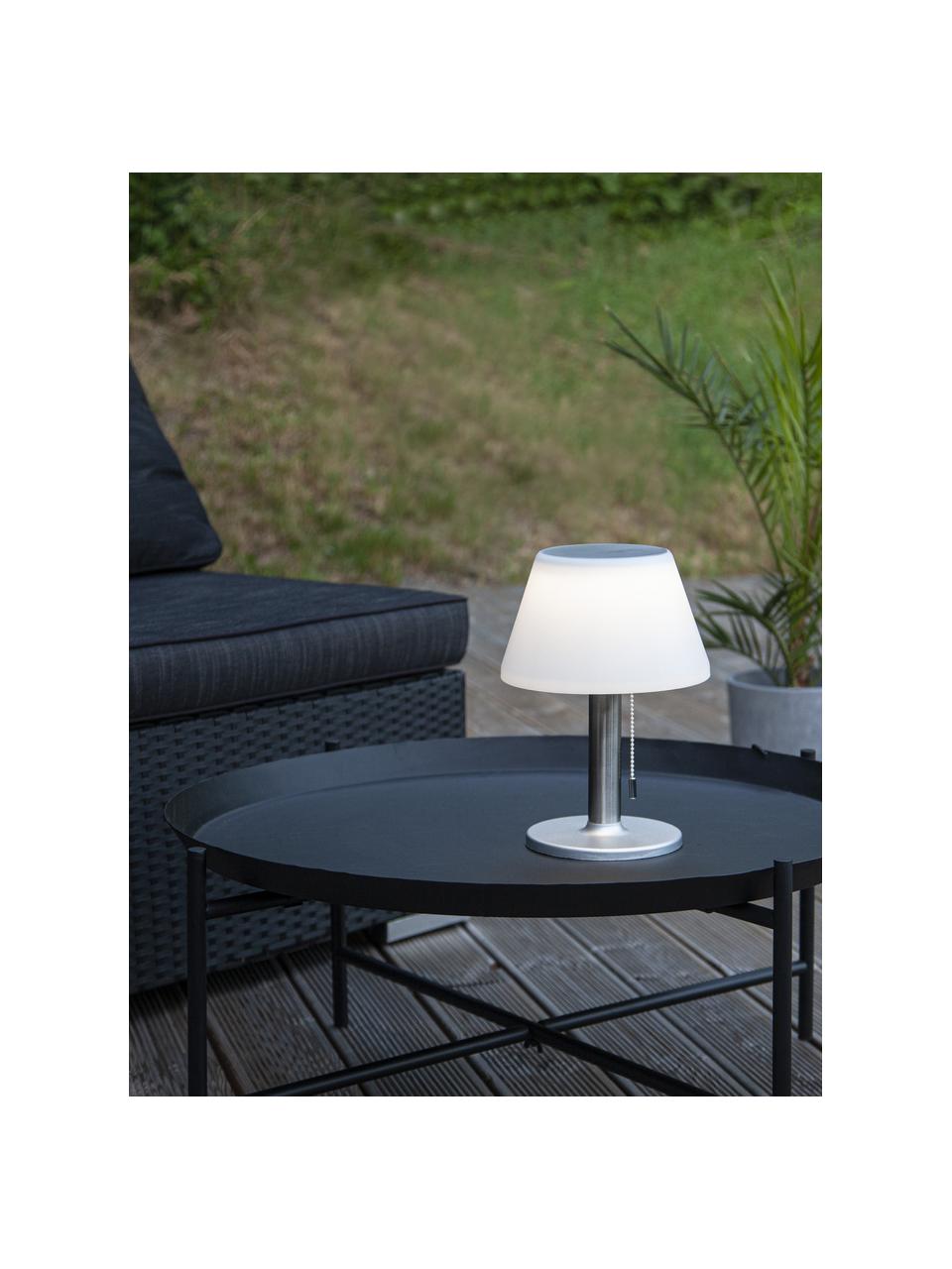 Lámpara de mesa solar para exterior Solia, Pantalla: plástico, Blanco, acero, Ø 20 x Al 28 cm