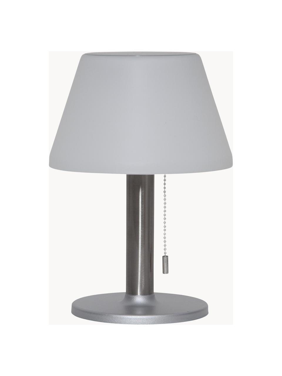 Lampada da tavolo solare da esterno Solia, Paralume: materiale sintetico, Base della lampada: acciaio inossidabile, Bianco, argentato, Ø 20 x Alt. 28 cm