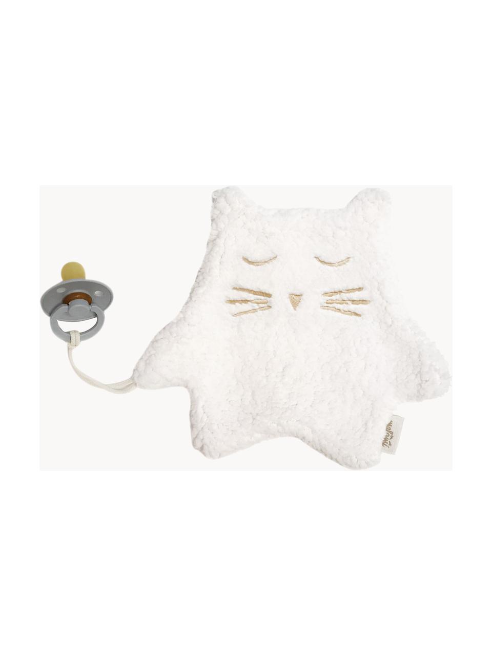 Doudou artesanal Kitten, con clip protage chupetes, Poliéster, Blanco Off White, An 19 x L 20 cm