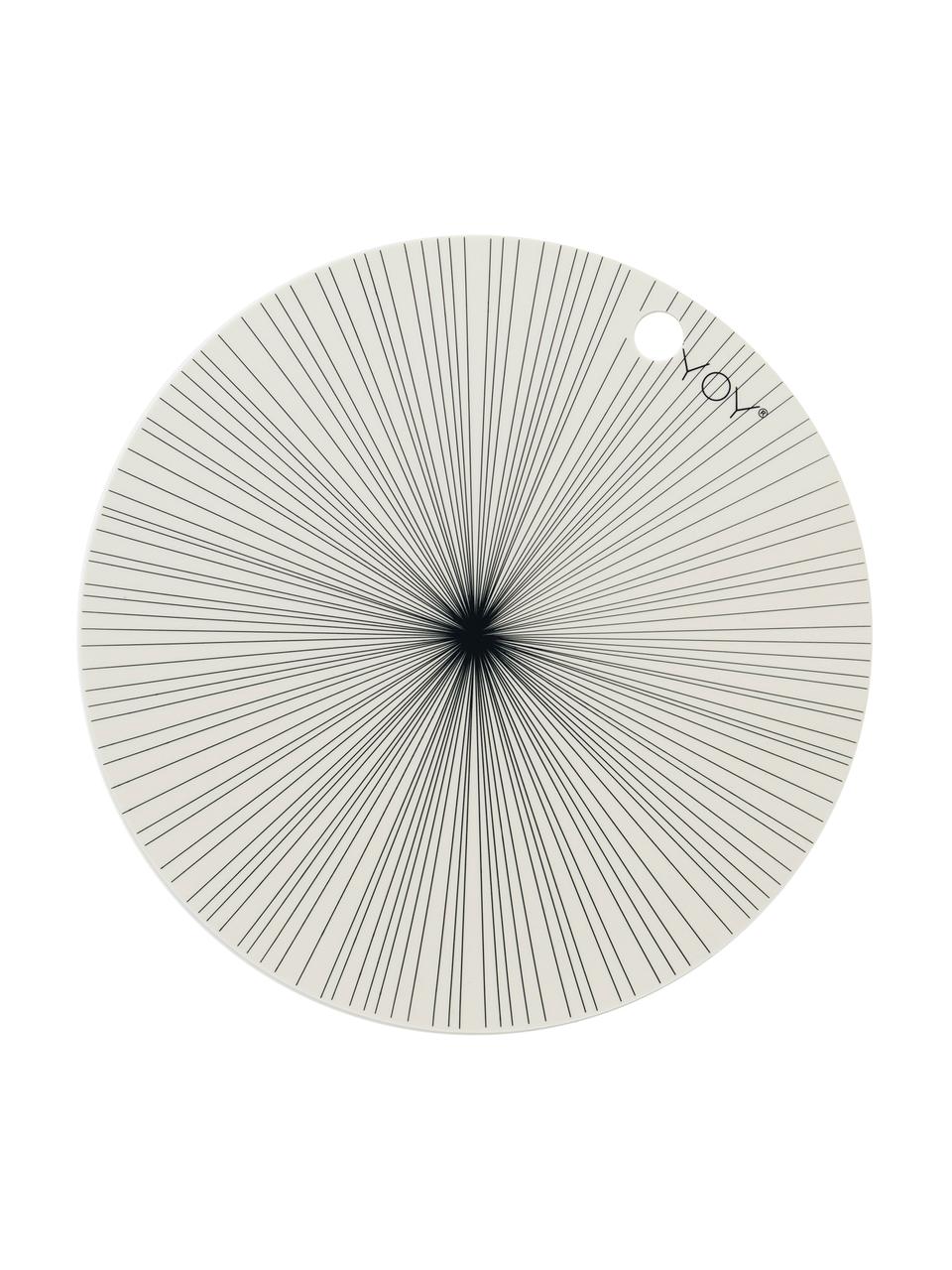 Runde Silikon Tischsets Ray, 2 Stück, Silikon, Gebrochenes Weiß, Schwarz, Ø 39 cm