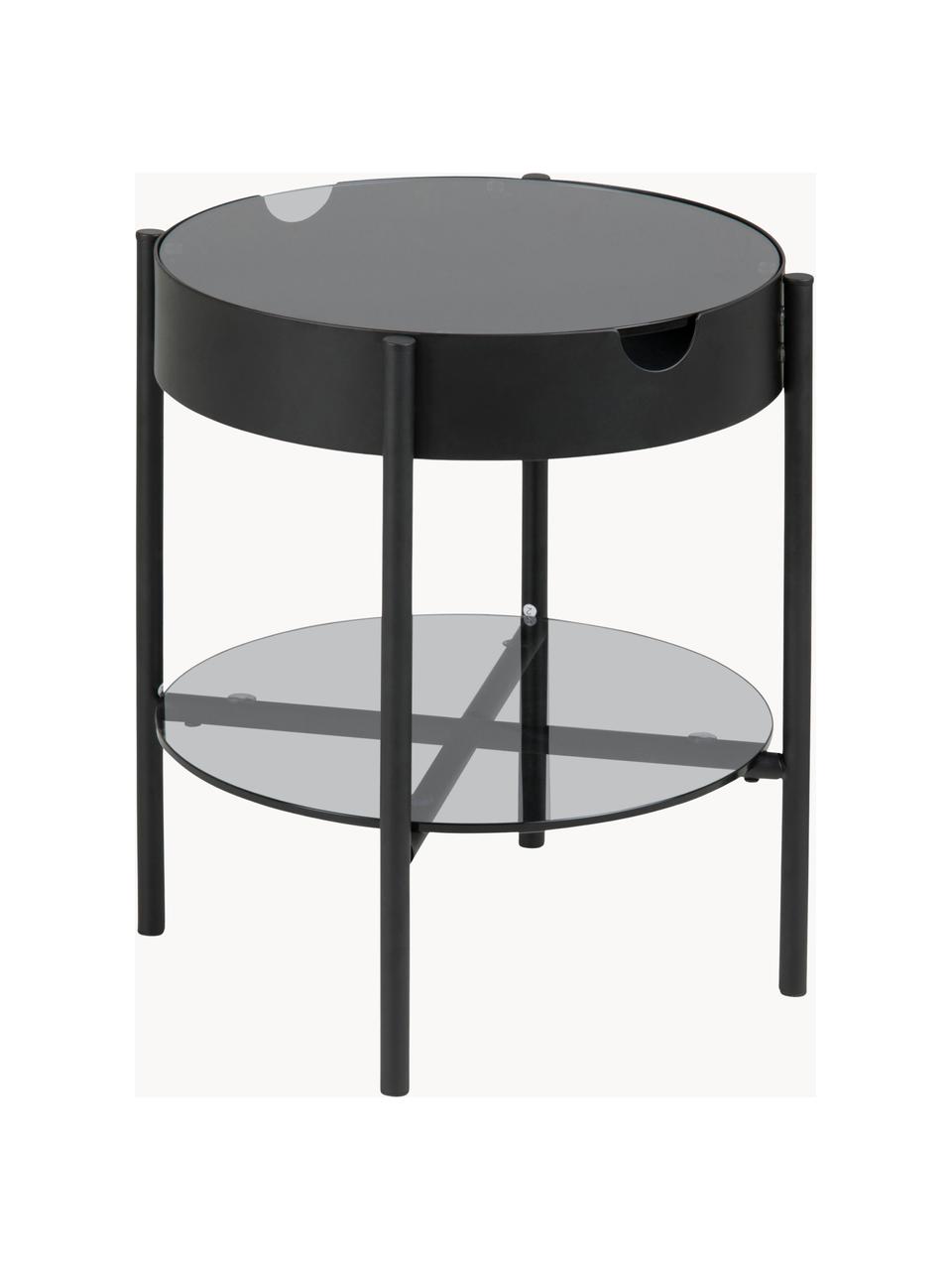 Table d'appoint Tipton, Noir, fumé, Ø 45 x haut. 50 cm