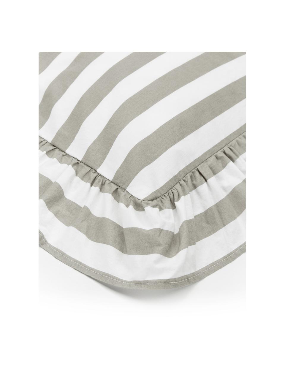 Pościel z bawełny z efektem sprania Averni, Beżowy, biały, 155 x 220 cm + 1 poduszka 80 x 80 cm
