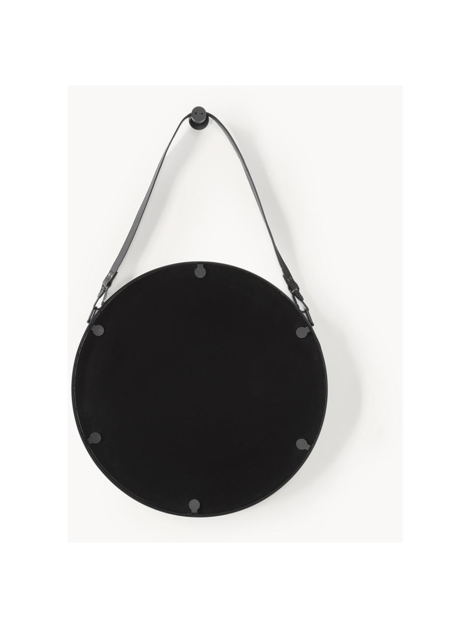 Ronde wandspiegel Liz met ophangband, Zwart, B 55 x H 100 cm