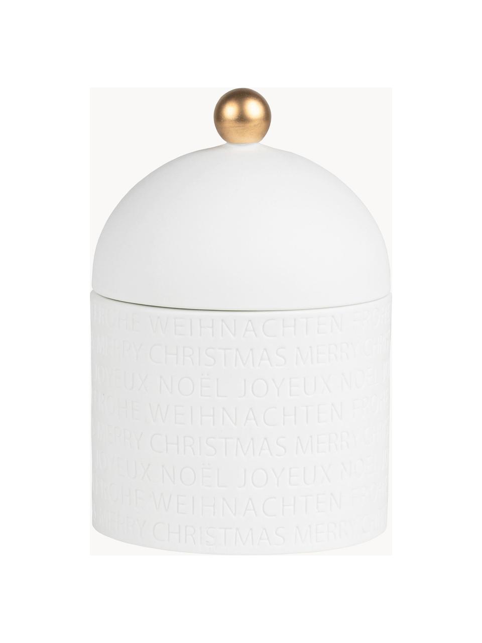 Bote de porcelana Christmas, Porcelana, Blanco, dorado, Ø 10 x Al 15 cm