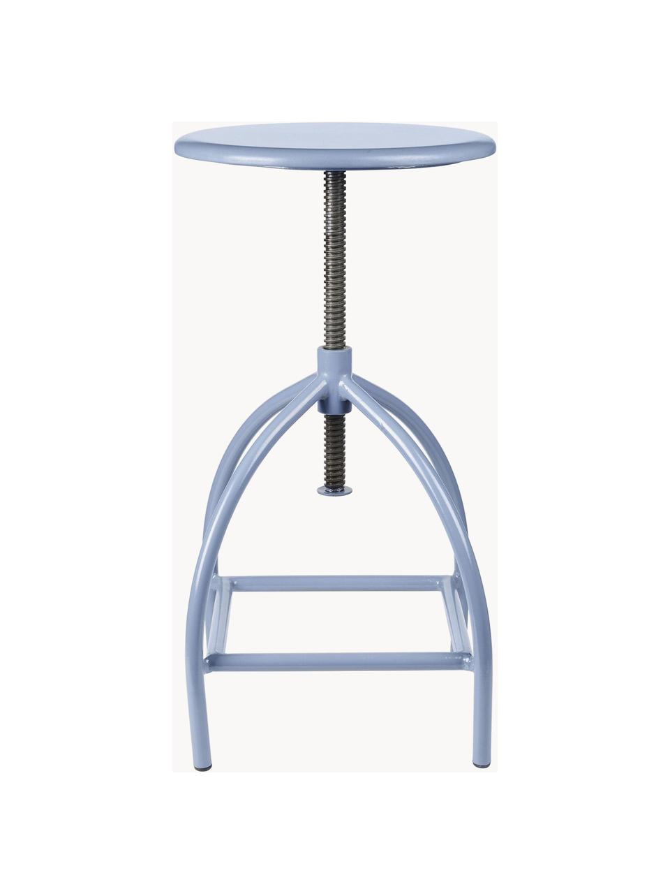 Sgabello regolabile in altezza Sire, Seduta: legno di mango laccato, Struttura: acciaio rivestito, Azzurro, Ø 33 x Alt. 46 cm