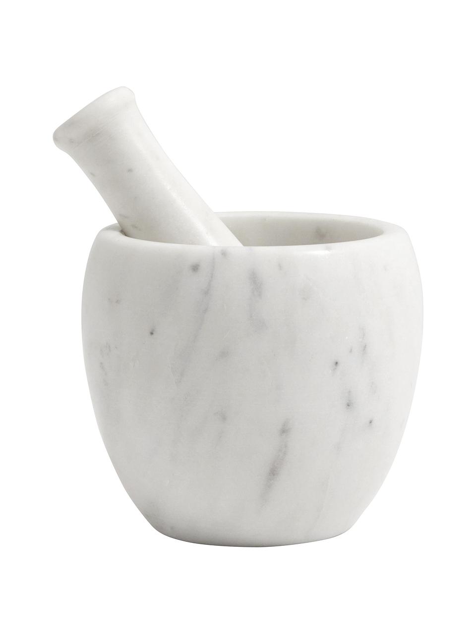 Set mortaio e pestello in marmo Mortar 2 pz, Marmo, Bianco marmorizzato, Ø 12 x Alt. 10 cm