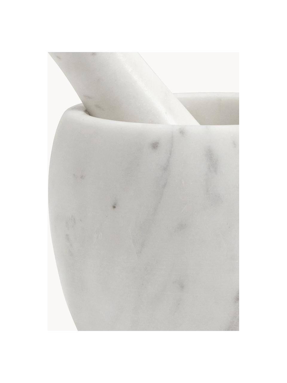 Set mortaio e pestello in marmo Mortar 2 pz, Marmo, Bianco marmorizzato, Ø 12 x Alt. 10 cm