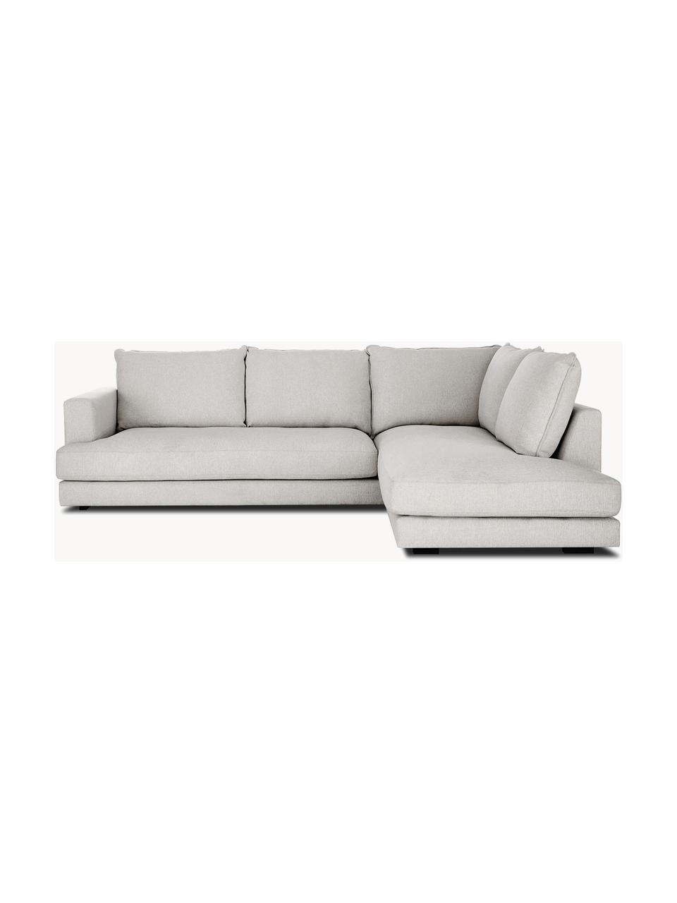 Sofa narożna Tribeca, Tapicerka: 100% poliester Dzięki tka, Stelaż: lite drewno sosnowe, Nogi: lite drewno bukowe, lakie, Jasnoszara tkanina, S 315 x G 228 cm, lewostronna